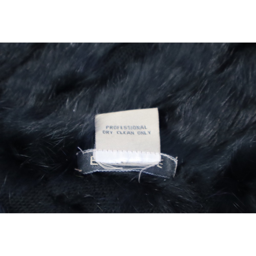 Escapade Black Real Rabbit Fur Knit Poncho Wrap One Size Luxury Outerwear - Picture 6 of 6